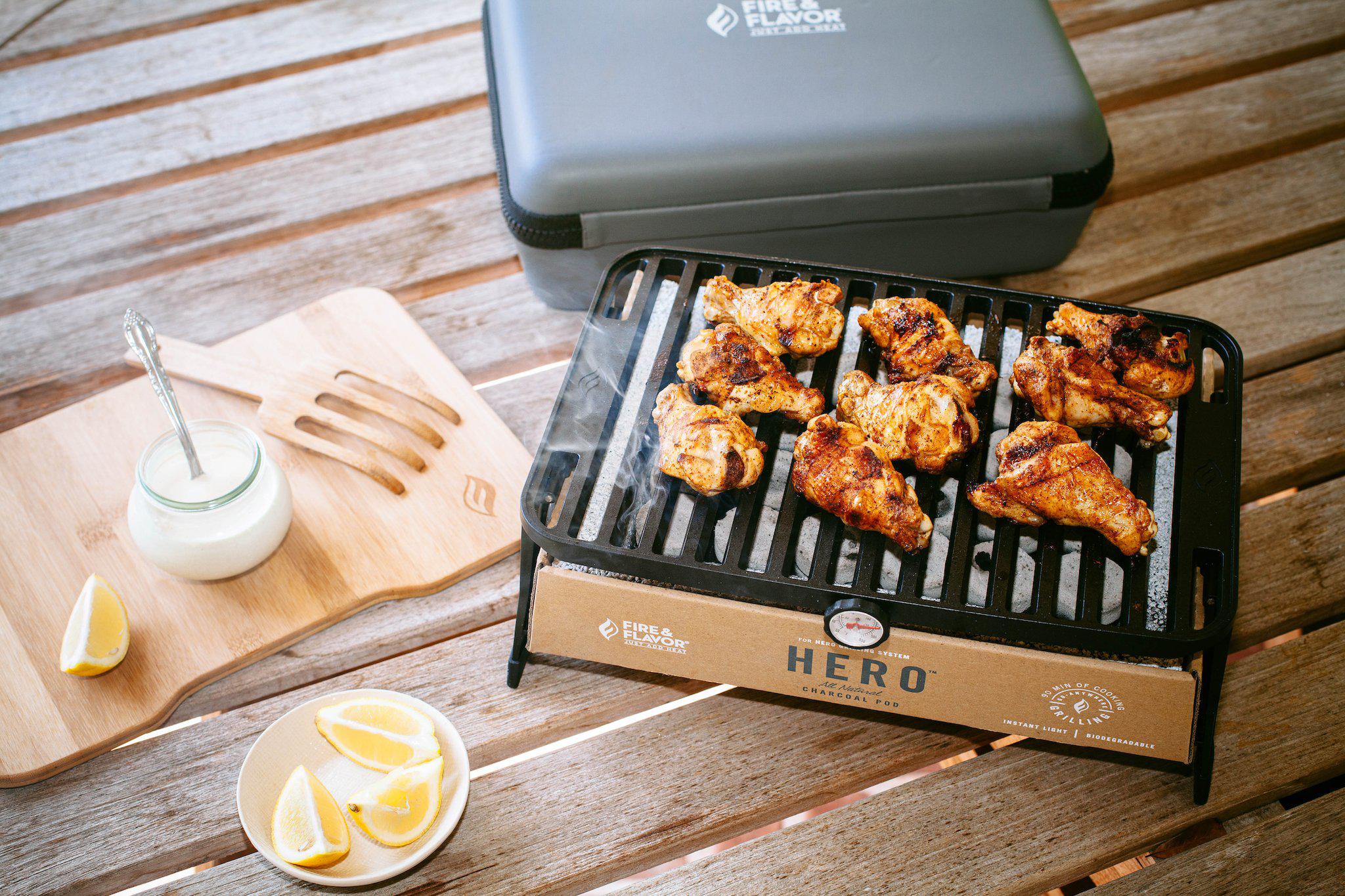 Fire & Flavor Hero Grill System Bundle - Charcoal Italia Fire & Flavor Hero Grill System Bundle - Charcoal Italia