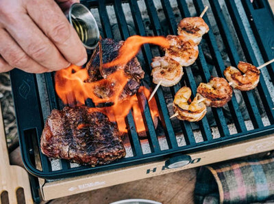 WHISKEY GLAZED SURF & TURF ON THE HERO GRILL