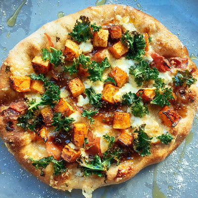 FAMILY-FRIENDLY PIZZA WITH BUTTERNUT SQUASH AND KALE