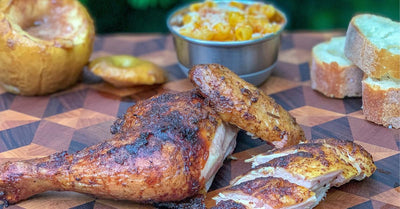 Spatchcocked Apple Wood Smoked Chicken and Cinnamon Apples