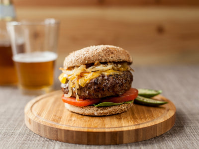 Coffee Rubbed Cheeseburgers with Smoked Cheddar